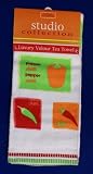 Kitchen Accessories Studio Collection Luxury Velour Tea Towel Peppers and Chillis