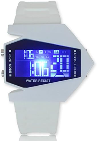 WPOS® Elegant Airplane Style Digital watches LED Display Wrist Watch (White)