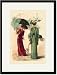 Black Framed/Matted Print 17x23, Lady in Red and Lady in Green