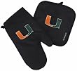 University of Miami Canes Hurricanes Logo Oven Mitt and Logo Potholder Set for Kitchen Tailgating or Barbecue Pot Holder College NCAA Licensed Kitchen Tailgating Accessories make Great Unique GIFT IDEAS for HIM or HER, College Students Fans Men Ladies W