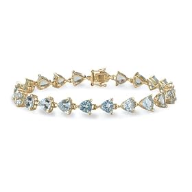 Trilliant Cut 14k Gold Aquamarine Bracelet by