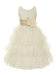 Girls Lace Organza  Dress With a Sash 