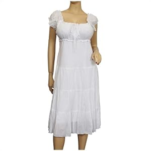 White Cotton Empire Waist Plus Size SunDress