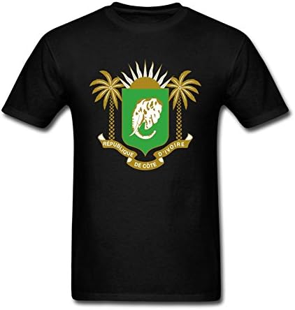Owiekdmf Men's Coat of arms of Ivory Coast T-Shirt M Black