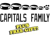 8.5" x 3.5" Capitals Hockey Family Vinyl Sticker Decal [Die-cut, White] + with Free Hockey Pencil