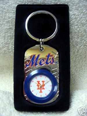 New York Mets dog tag clock keychain