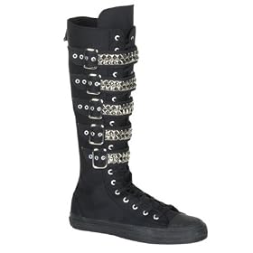 Buy MENS Black Canvas Casual Calf Sneaker Boot Chuck Taylor Style With 4 Buckle by Unknown