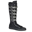MENS Black Canvas Casual Calf Sneaker Boot With 4 Buckle Punk Rocker Emo