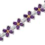 Floral Design Sterling Silver 19.75 carats total weight Oval cut Amethyst & Round cut Citrine Bracelet