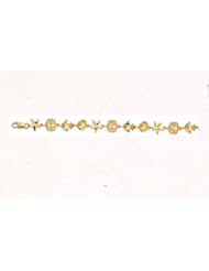 7" 14K Yellow Goldwith Fish Shell Starfish Seashore Fancy Symbolic Bracelet w/ Lobster Clasp