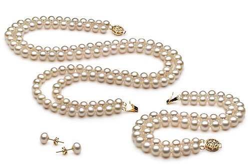 White 6-7mm AA Freshwater Pearl Set 16 inch