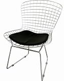 ChromeSteel/blackpad Bertoia Wire Side Chair with Leatherette Seat Pad by Wholesale Interiors