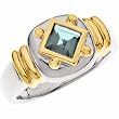Sterling Silver and 14K Yellow Gold Aquamarine Ring