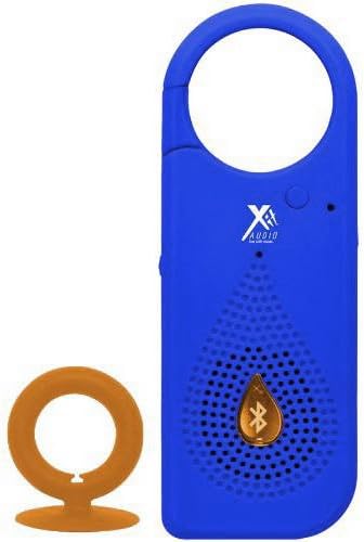 Blue Rubber Coated Clear Sound Clip & Play Wireless Bluetooth Travel Speaker with Built-in Mic and Suction Cup