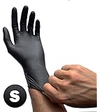 Black Latex Powder Free Disposable Tattoos Piercing Industrial Gloves - Size Small - 100 gloves/Box