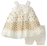 Nannette Baby-girls Infant Taffeta Dress with Embroidery Overlay