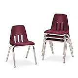 Virco 9000 Series Classroom Chairs, 14" Seat Height, Wine/Chrome, 4/Carton