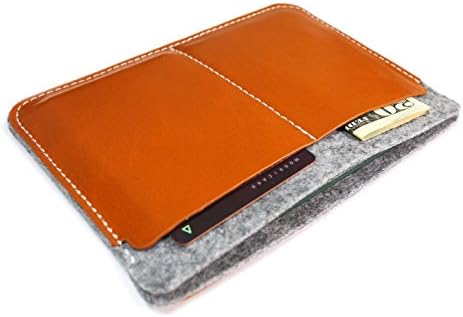 JAMCRAFT Eclair.0 Passport Holder Genuine Leather and Wool Felt with 2 Slots, 1 Pocket and 1 Wing Pocket Light Weight 1.35 Ounces Brown