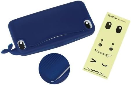 Niceroker Child love Cute Big Mouth Whale Rubber Card Holder Soft Case Cover For iPhone 5 5S (Dark Blue)