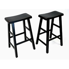 Click here to buy A Pair of Heavy Duty Saddle Seat Bar Stools Counter Stools - 29 Black .