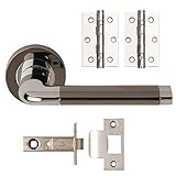 Designer ARGO Door Handle Pack Lever on Rose in Chrome / Black Nickel Passage by Excel [並行輸入品]