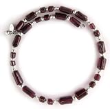 Sterling Silver  Garnet Memory Wire Bracelet Claspless, Easy On  Off