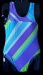 Girls 1 PC U-Back Aqua/DiagonalMulti