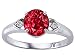 1.29 cts Lab Created Round Ruby and Diamond Engagement Ring - 14kt White or Yellow Gold