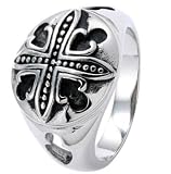 7MM Stainless Steel Biker Ring With Gothic Cross in Center