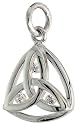 Highly Polished Trinity Pendant in Sterling Silver w/ 3 Brilliant Cut CZ Stones, 5/8" (15mm) tall