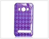 Clear Argyle TPU Case Cover For Sprint HTC Evo 4G Purple