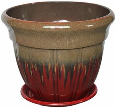 Trendspot PS00105S-150A 15 in. Meteor Red Banned Ribbon Bell Planter