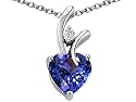 1.95 cttw 925 Sterling Silver 14K Gold Plated Created Heart Shaped Tanzanite Pendant