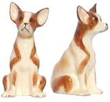 Ceramic Pottery Chihuahua Dog Salt and Pepper Shakers 3.5"H Two Sets