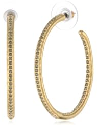 Vince Camuto Gold and Crystal Open Hoop Earrings