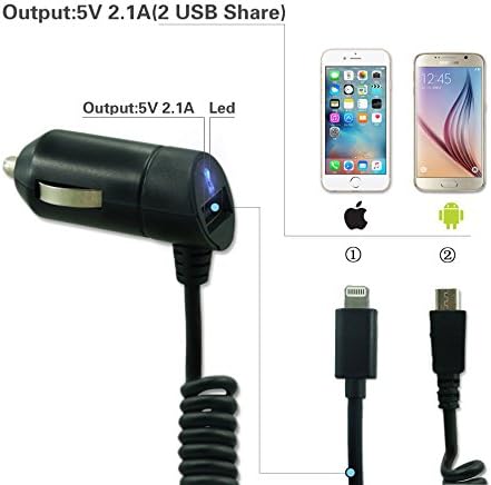 Fantastic Rapid Car Charger - 2 Port 10.5W 2.1A - Micro USB Cable －For ipad iphone 7 iphone 6/6s Plus Nexus Type C Samsung Galaxy S7 Edge S6 Edge S5 Note