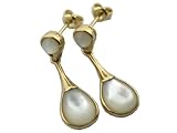 White Mother Of Pearl Lady Drop Earrings, 14k Gold