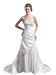 Sexy Strapless Mermaid Applique Sequined Asymmetric Satin  Dress with a Brush/Sweep Train 