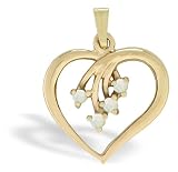 14K Yellow Gold Genuine Round Opal Pendant