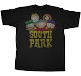 South Park Old Classic Distressed Cast Men's Tee, Black