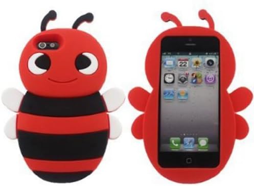 Angelseller XKM New 3d Lovely 3D Bee Shape Soft Silicone Gel Back Case Cover For Apple IPhone 5/5G/5th (Red)