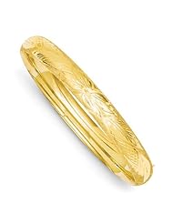 14k Yellow Gold 5/16 Laser Cut Hinged Bracelet Bangle. Metal Wt- 9.52g
