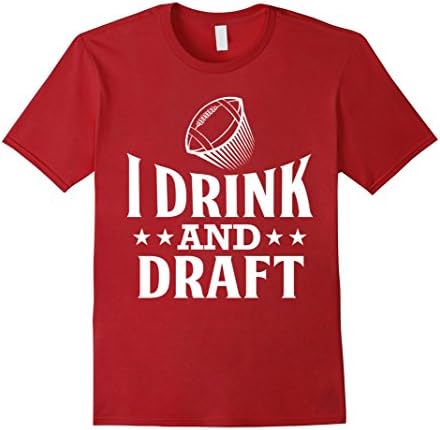 Men's I Drink And Draft Fantasy Football T-Shirt Funny Sports Tee XL Cranberry