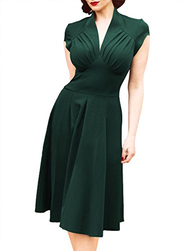 Miusol® Women's Deep-V Neck Elegant Cap Sleeve Vintage Bridesmaid Dress