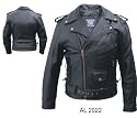 Mens black PREMIUM Buffalo Leather Motorcycle Jacket Zipout liner sidelaces & Antique hardware 42
