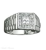 Sterling Silver Men s Cubic Zirconia Ring Watchband Shank