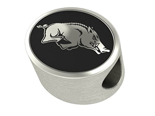 Arkansas Razorbacks Sterling Silver Antiqued Bead Fits Most European Style Charm Bracelets