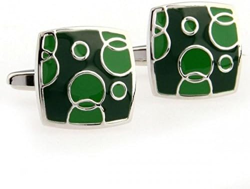 SunShine Day Gold Skull Cufflinks Green Paint Bubble Square Cufflinks
