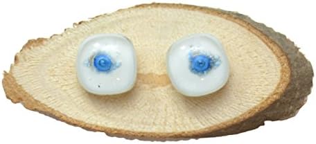 Hand Crafted Artisan Fused Art Glass Earrings - Stud Earrings Glass w/ wood display