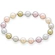 Pastel Czech Glass Pearl and Sterling Silver Stretch Bracelet
